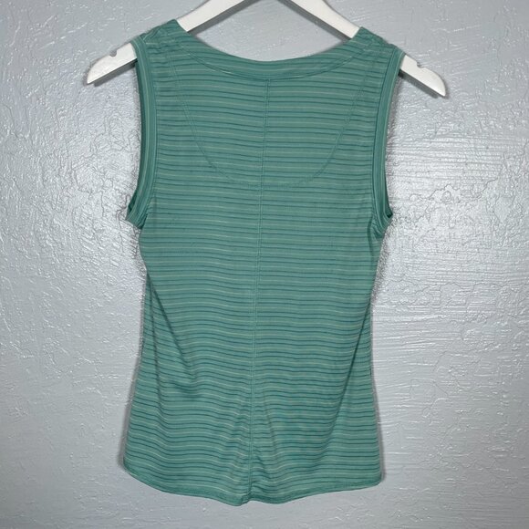 Royal Robbins Women XS Green Stripe Tank Top Ribbed Knit Stretch Gorp Granola - Picture 5 of 8